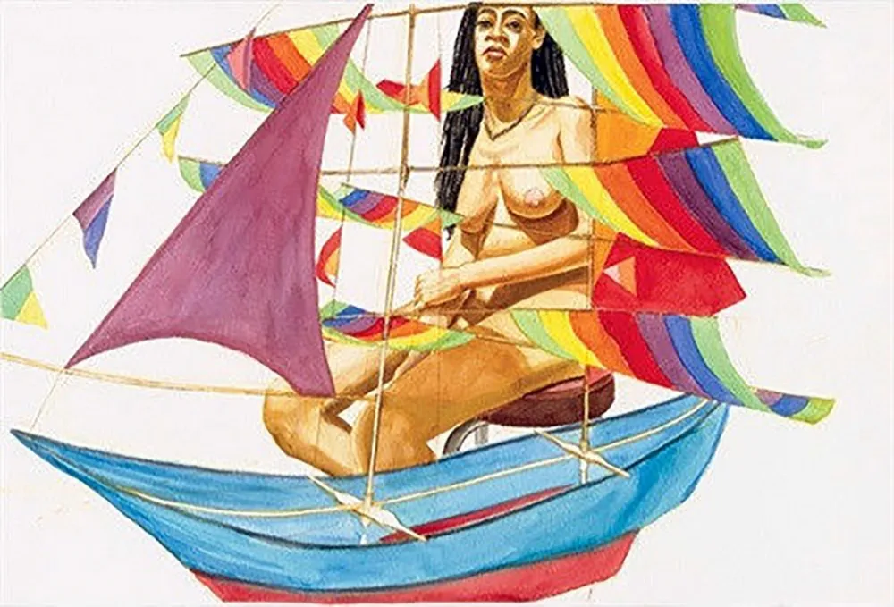 Serigrafia Pearlstein - MODEL WITH CHINESE KITE