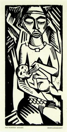Incisione Su Legno Pechstein - Säugling (Infant)