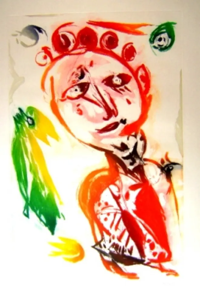 Acquatinta Pedersen - La fille et l'oiseau