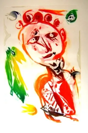 Acquatinta Pedersen - La fille et l'oiseau