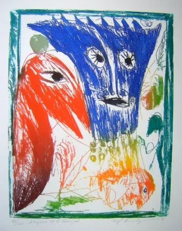 Acquatinta Pedersen - L'Empereur et  le Rossignol