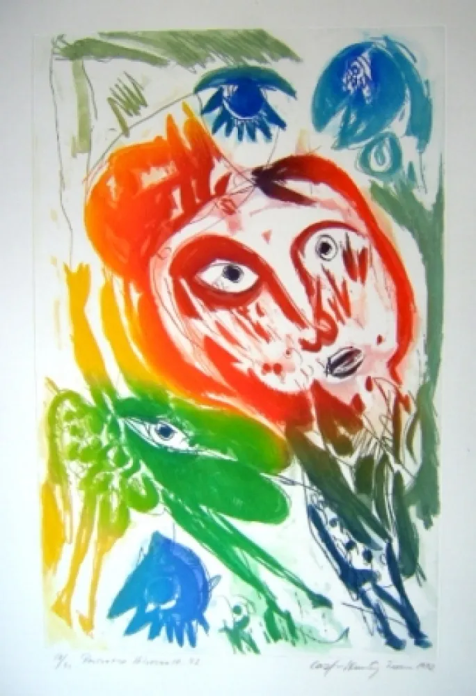 Acquatinta Pedersen - Rencontre hivernale