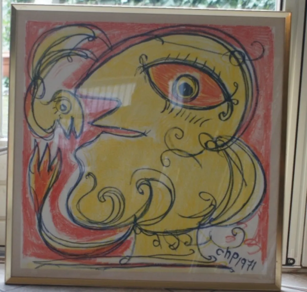 Litografia Pedersen - Woman and bird, reduced price!