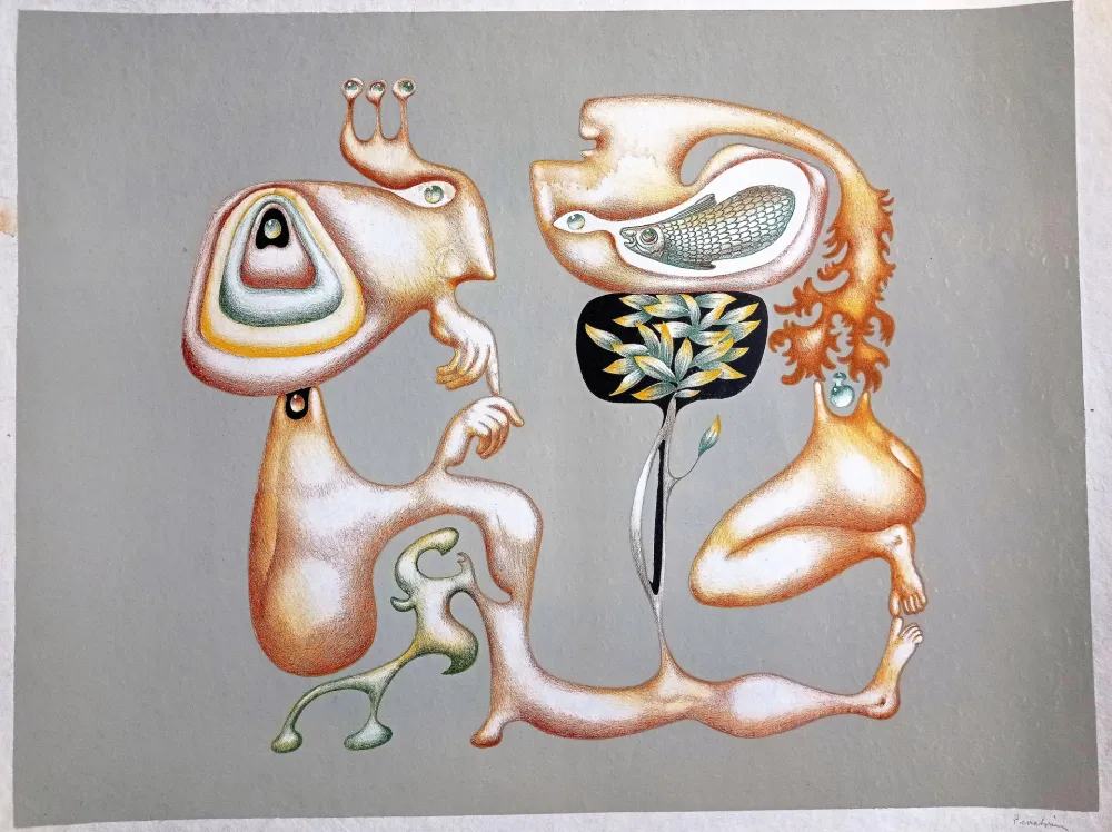 Litografia Pérahim - Jules Perahim, Surrealist Composition, 1970s