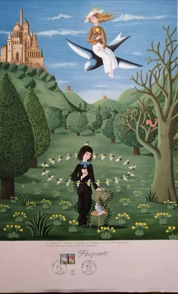 Litografia Peynet - La Saint Valentin - Les Primevères