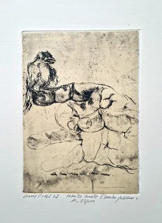 Incisione Piacesi - L'amico passero