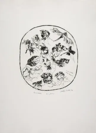 Acquaforte Piacesi - Rose e libellula