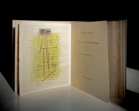 Libro Illustrato Picasso - A. Artaud: AUTRE CHOSE QUE DE L'ENFANT BEAU. Rare gravure originale en couleurs (1957)