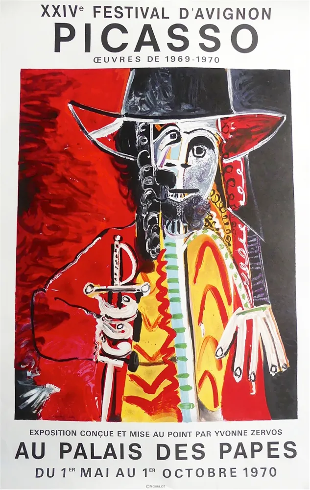 Manifesti Picasso - Affiche originale : PICASSO AU PALAIS DES PAPES. Avignon Mai-Octobre 1970
