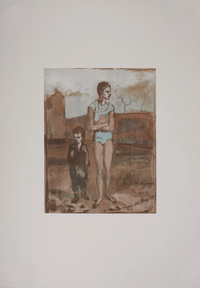 Litografia Picasso (After) - Arlequin et garçon, 1946