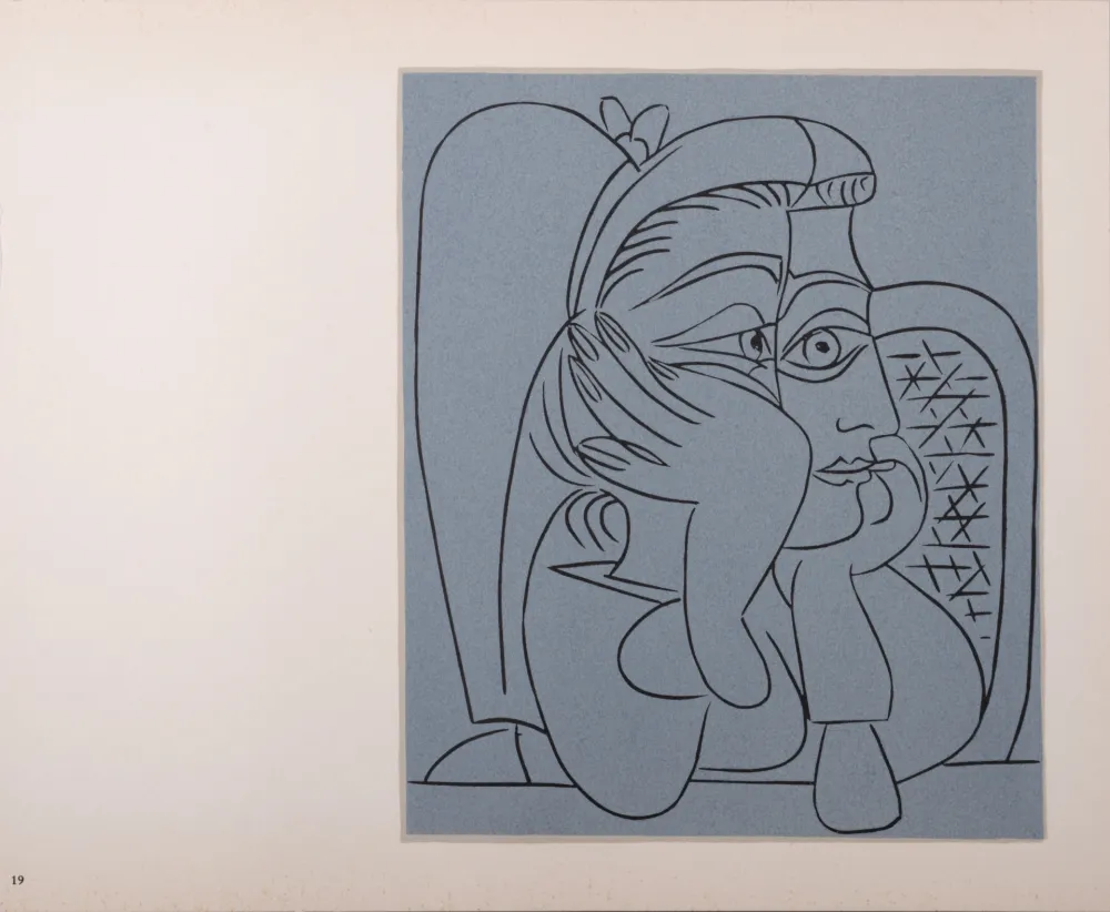 Linoincisione Picasso (After) - Femme accoudée, 1962