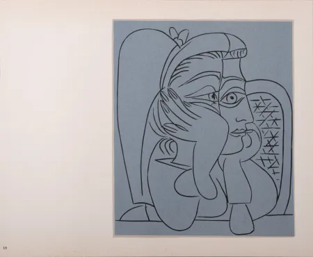 Linoincisione Picasso (After) - Femme accoudée, 1962