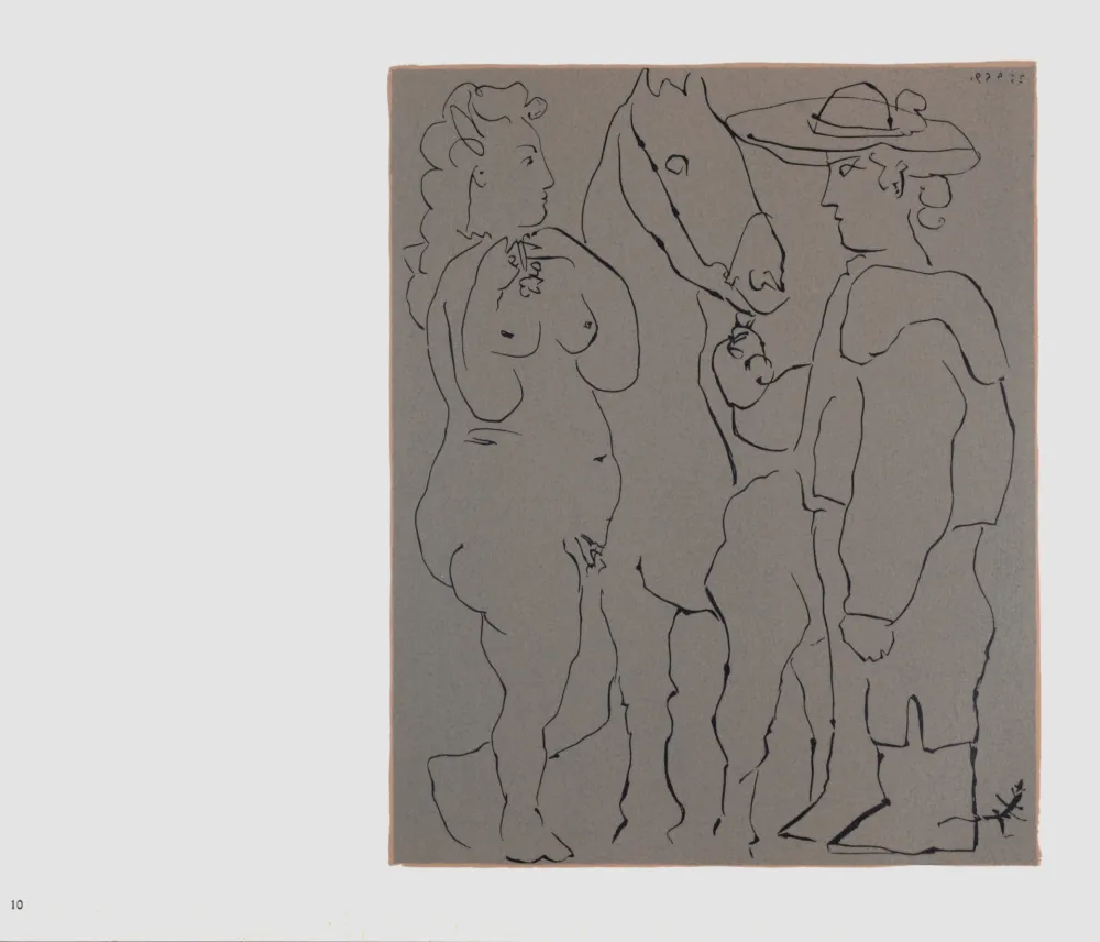 Linoincisione Picasso (After) - Picador, femme et cheval, 1962