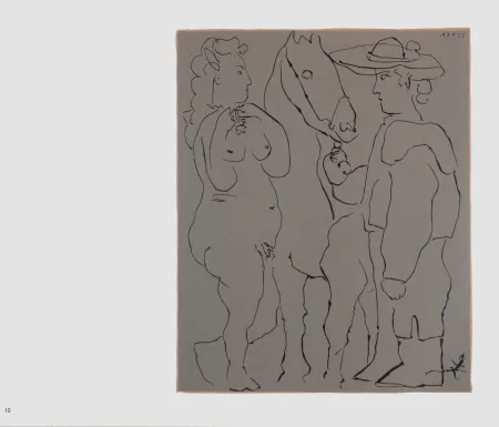 Linoincisione Picasso (After) - Picador, femme et cheval, 1962
