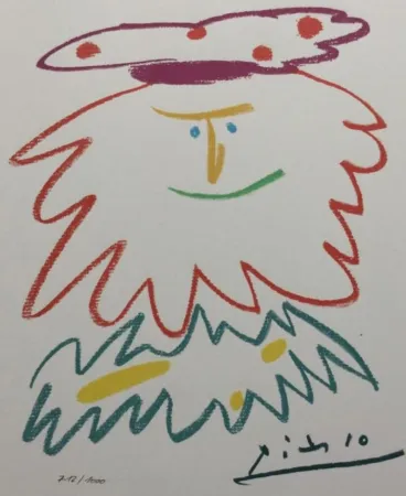 Litografia Picasso (After) - VISAGE BARBU (1958) 