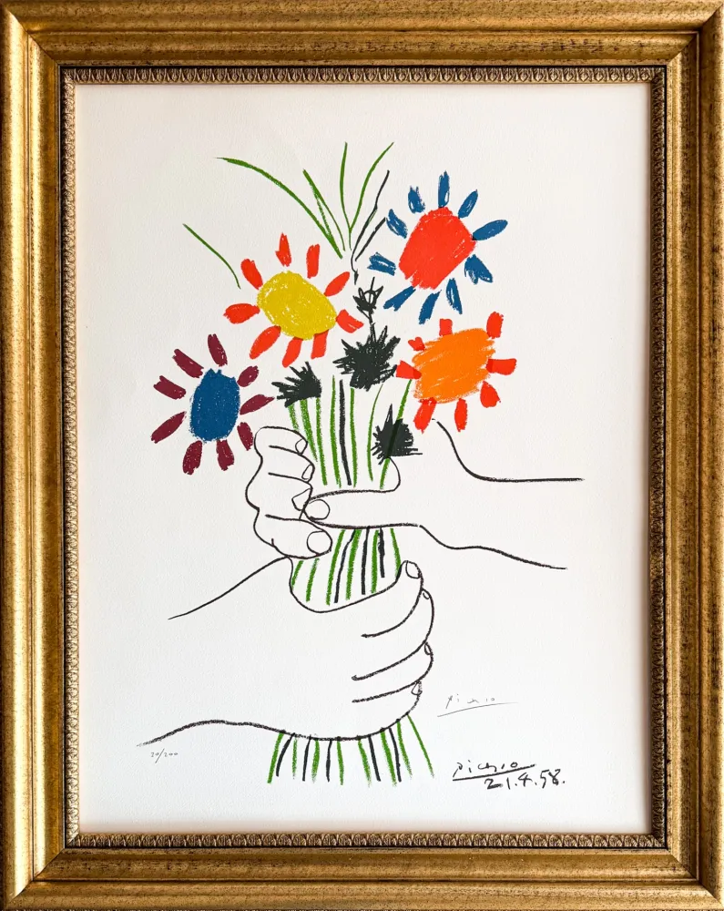 Litografia Picasso - Bouquet de Fleurs
