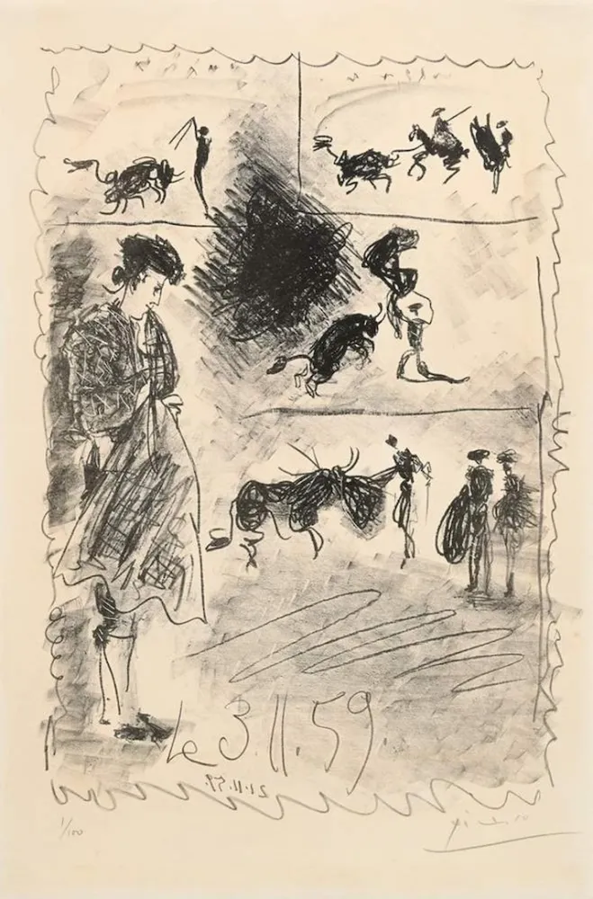 Litografia Picasso - Bullfighting scene