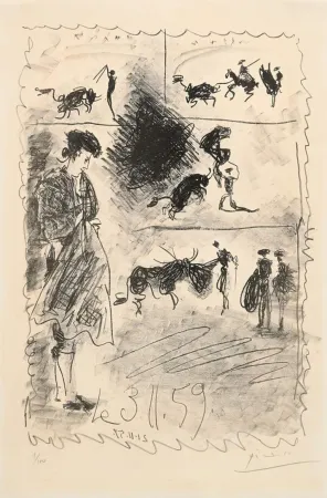 Litografia Picasso - Bullfighting scene