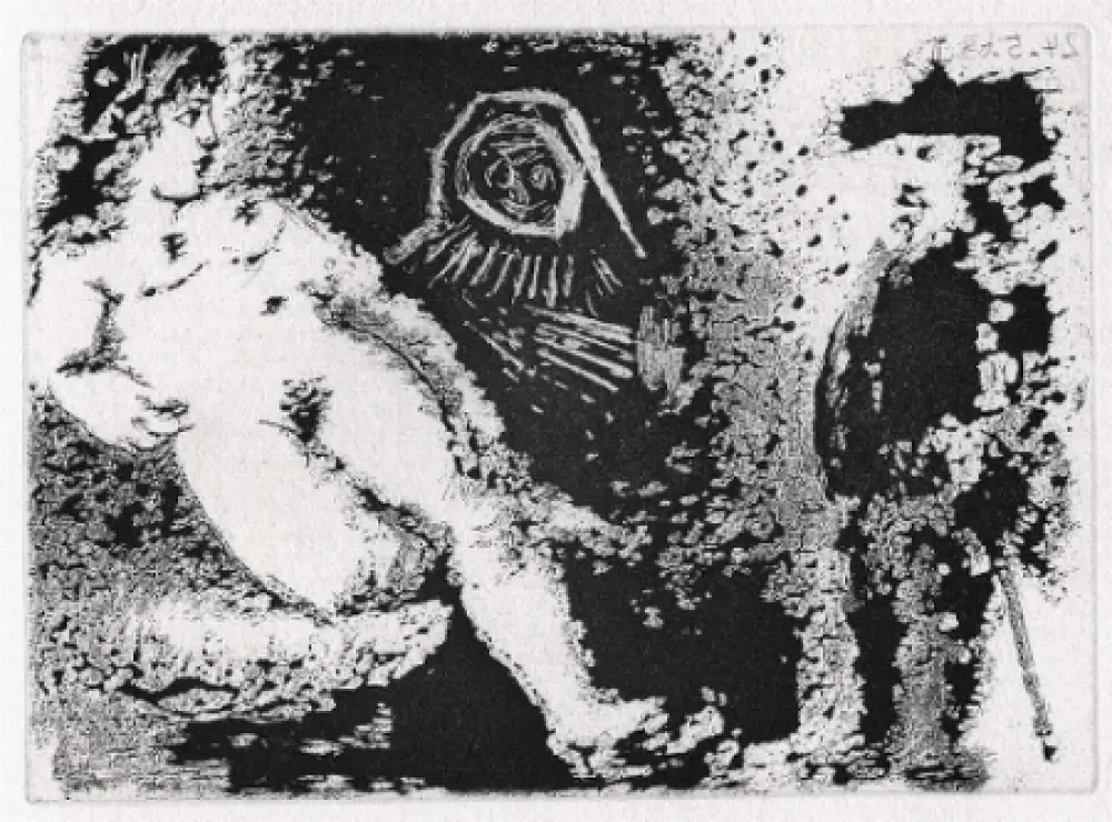 Acquatinta Picasso - Célestine, Fille et vieux client