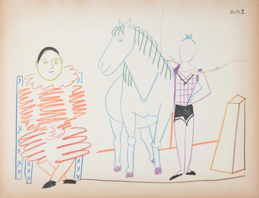 Litografia Picasso - Clown & Circus Rider, 1954