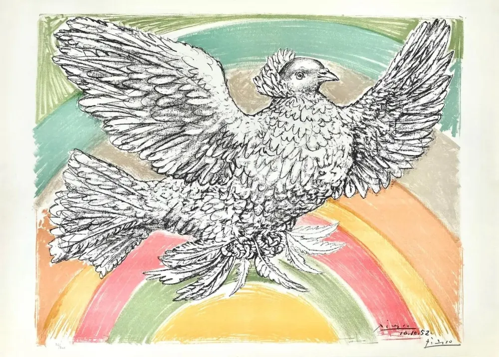 Litografia Picasso - Colombe volant