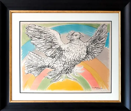 Litografia Picasso - Colombe volant (à l'Arc-en-ciel)