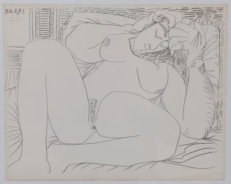Litografia Picasso - Couples and female nudes I