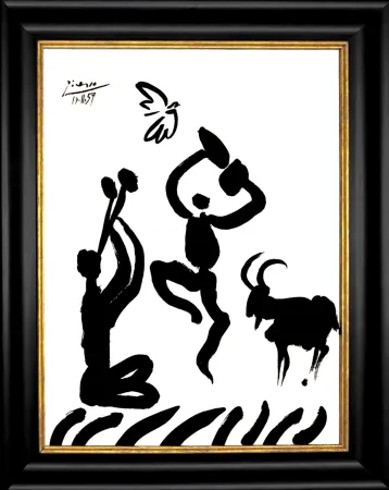 Litografia Picasso - Danseur et musicien