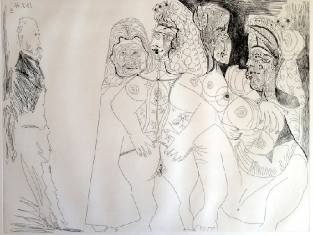 Incisione Picasso - DEGAS VIEWING THREE NUDES