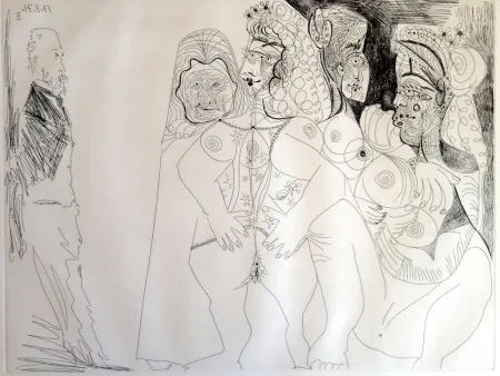 Incisione Picasso - DEGAS VIEWING THREE NUDES