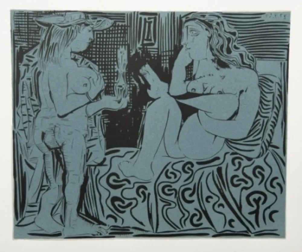 Incisione Picasso - Deus femmes
