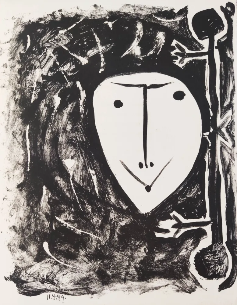 Litografia Picasso - Élégie d'Ihpetonga, Masks of Ashes, Planche II