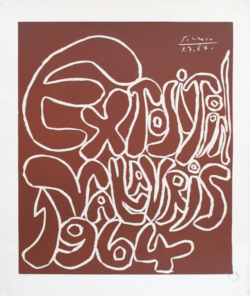 Linoincisione Picasso - '' Exposition Vallauris 1964 ''