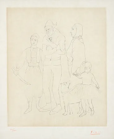 Incisione Picasso - Famille de Saltimbanques (Family of Acrobats), c.1950