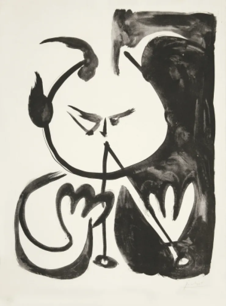 Litografia Picasso - Faune musicien no. 5 (Musizierender Faun Nr. 5) 