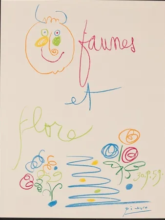 Pochoir Picasso - Faunes et Flore  d'Antibes Frontpiece 1960