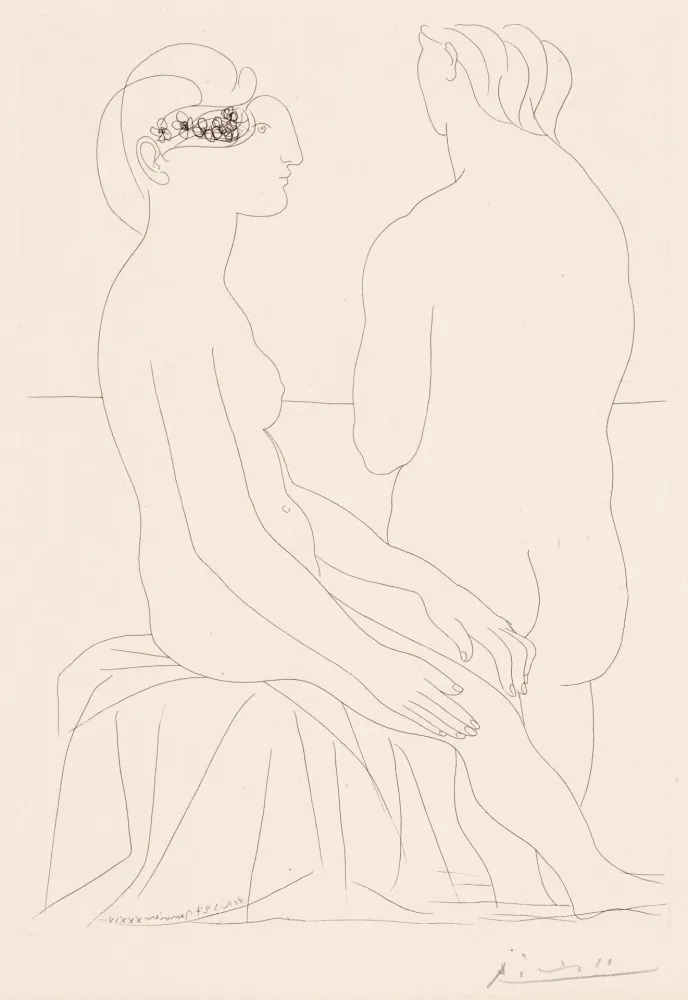Incisione Picasso - Femme assise et Femme de Dos, pl. 78