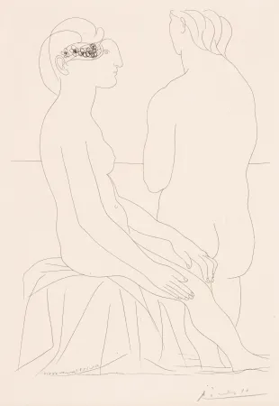 Incisione Picasso - Femme assise et Femme de Dos, pl. 78