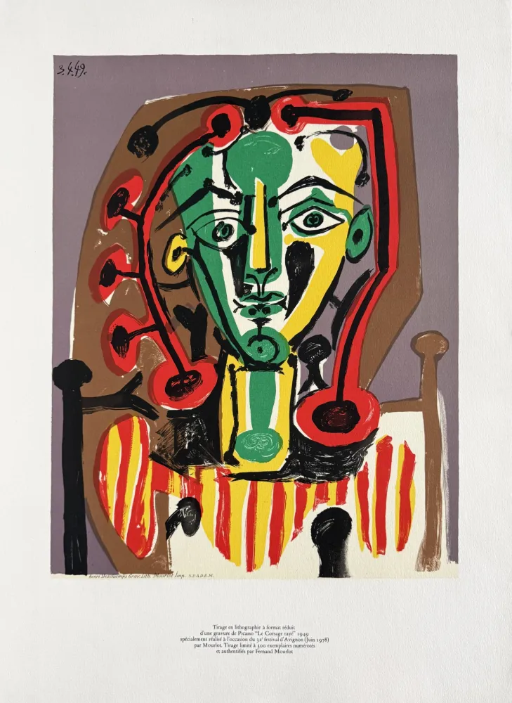 Litografia Picasso - Figure au Corsage rayé (Figure with Striped Bodice)