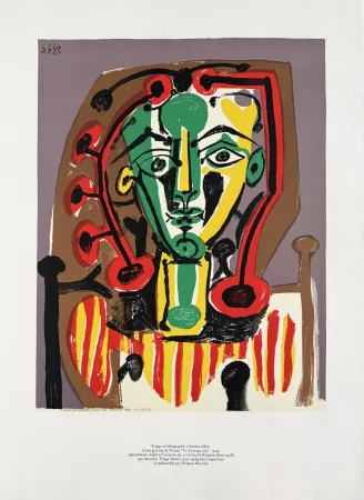 Litografia Picasso - Figure au Corsage rayé (Figure with Striped Bodice)