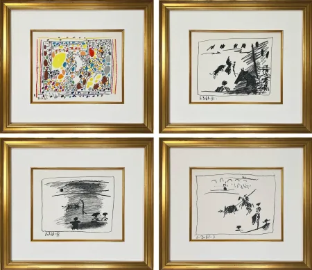 Litografia Picasso - Four original lithographs - A Los Toros series
