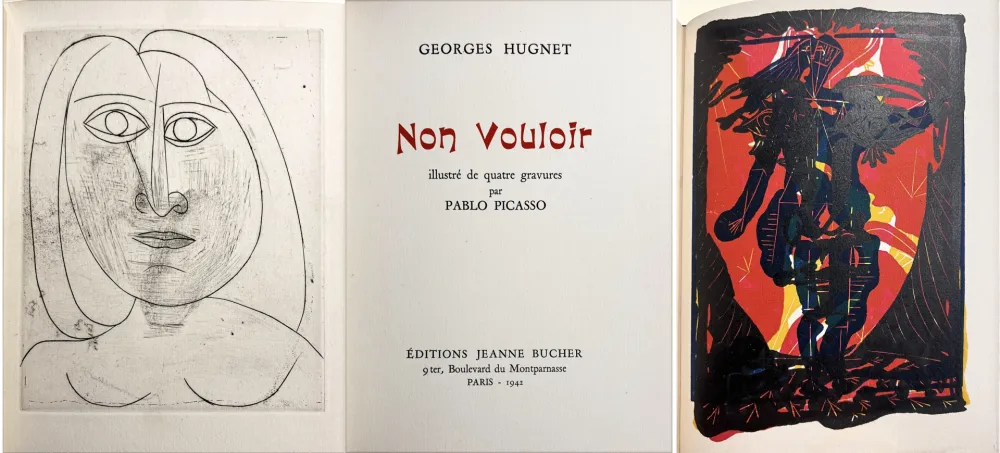 Libro Illustrato Picasso - G. Hugnet. NON VOULOIR. 1/26 avec gravure originale et zincographies (1942)