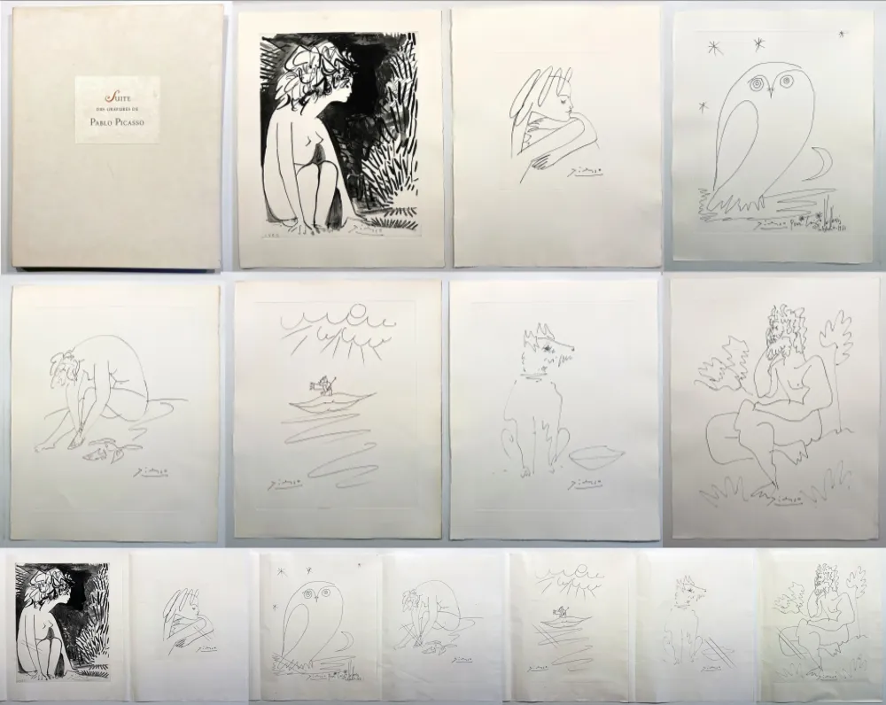 Acquaforte Picasso - Geneviève Laporte. LES CAVALIERS D'OMBRE. Double suite des gravures de Picasso (1954)