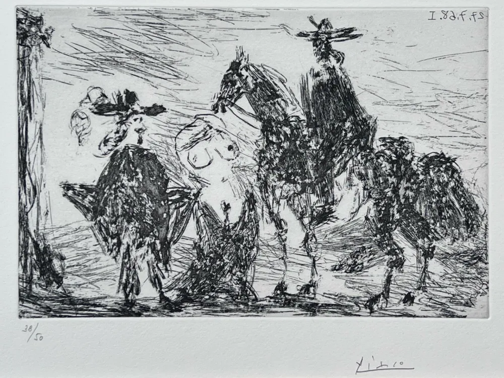 Acquaforte Picasso - Gentilhomme, femme honteuse et reître 