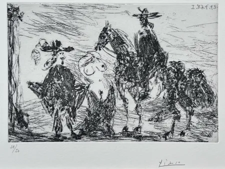 Acquaforte Picasso - Gentilhomme, femme honteuse et reître 