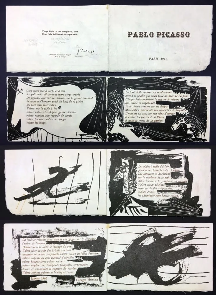 Libro Illustrato Picasso - Georges Hugnet : PABLO PICASSO (Paris, 1941). 