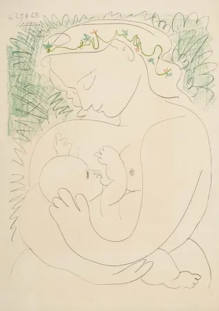 Litografia Picasso - Grande maternite
