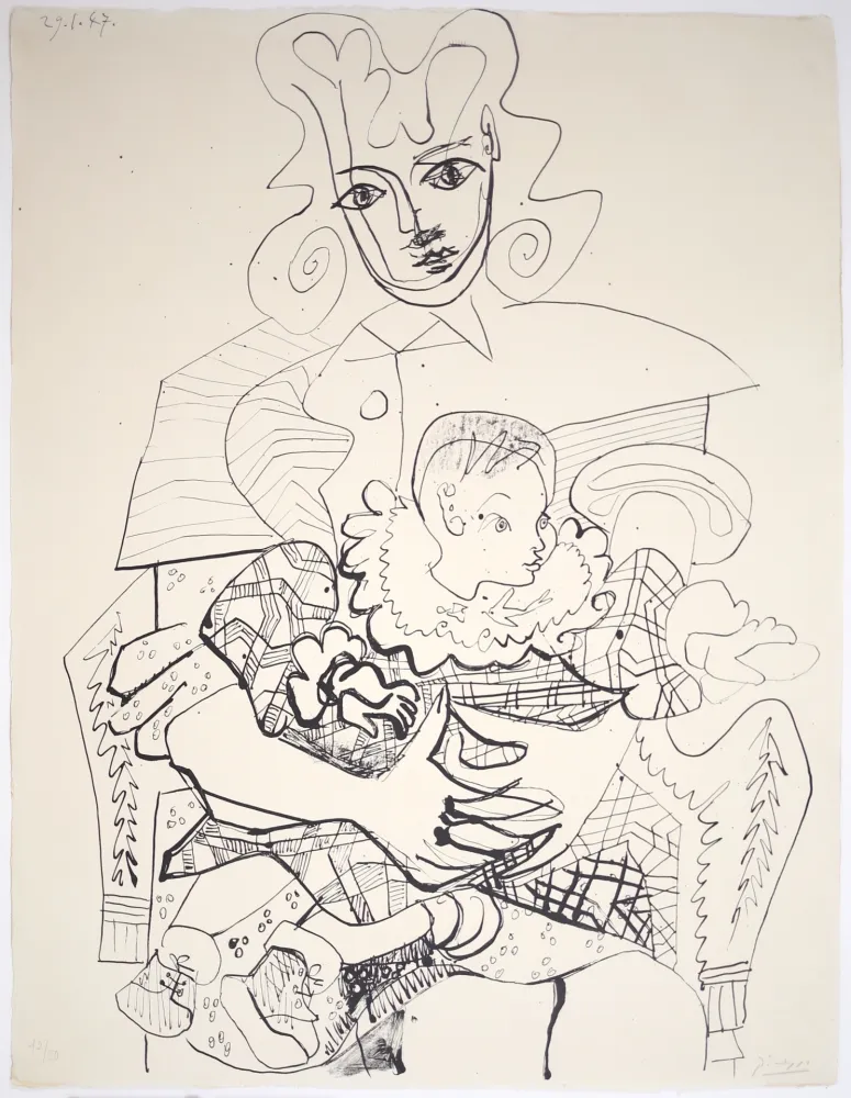Litografia Picasso - Ines et son Enfant