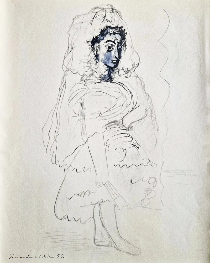 Pochoir Picasso - Jacqueline en espagnole