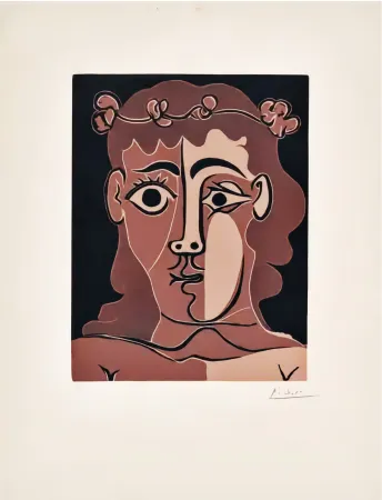 Linoincisione Picasso - Jeune Homme Couronné de Feuillage 